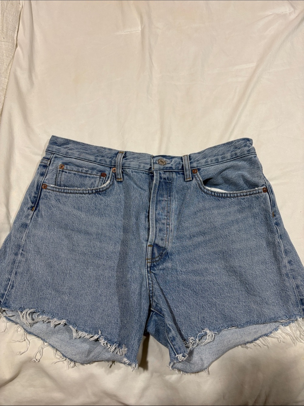 Agolde Medium Wash Parker Denim Shorts